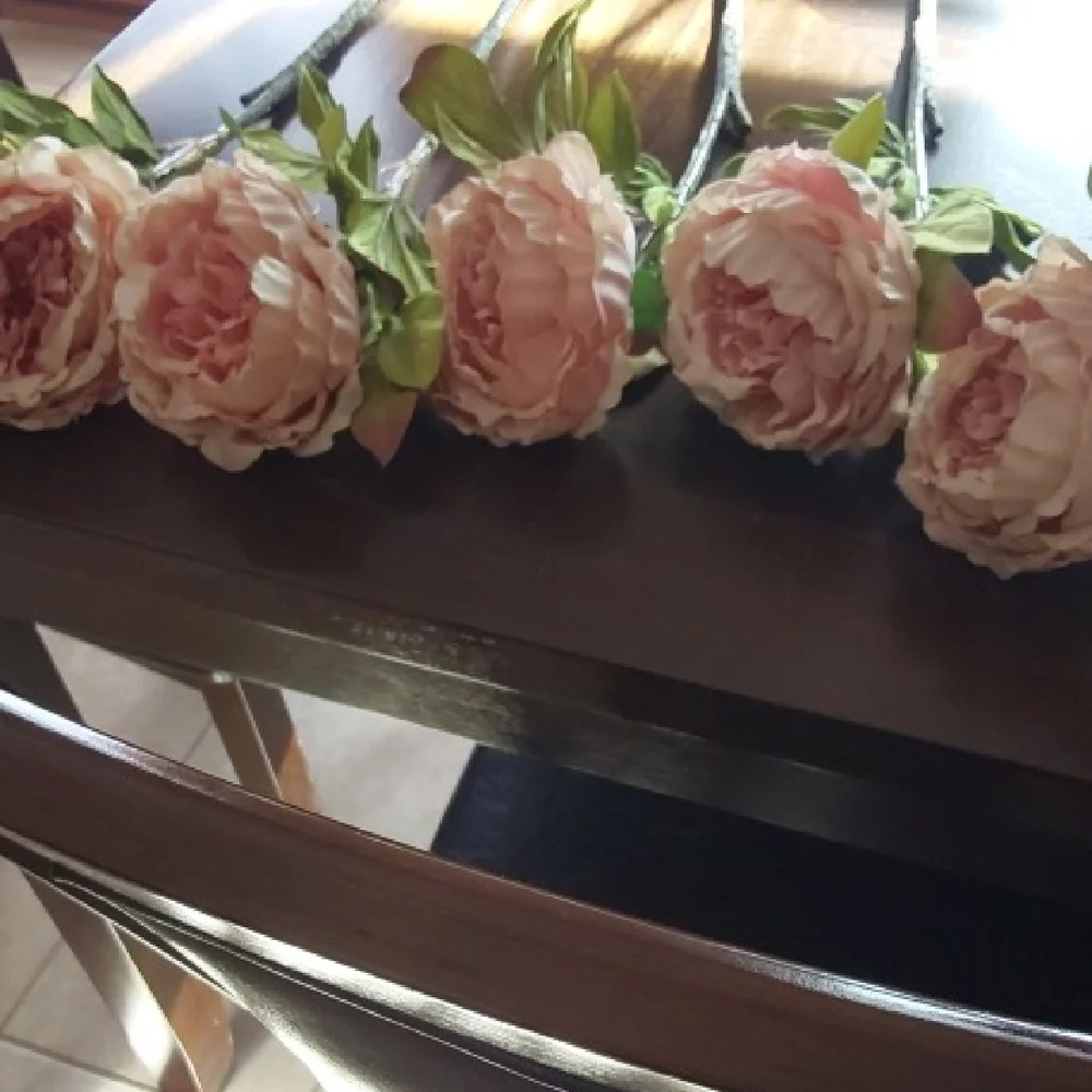 Elegant Large Mauve Cabbage Rose Artificial Silk Flowers X5